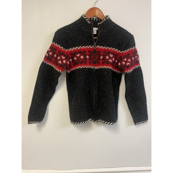 Eagle’s Eye Nordic Design Fair Isle Zip Up Cardigan Sz M Wool Silk Grandpacore - Picture 1 of 3